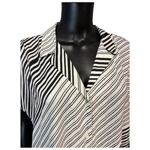 Nine West Black and White Striped Blouse